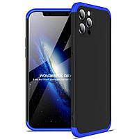 Чехол GKK 360 для Iphone 12 Pro Бампер оригинальный без выреза Black-Blue