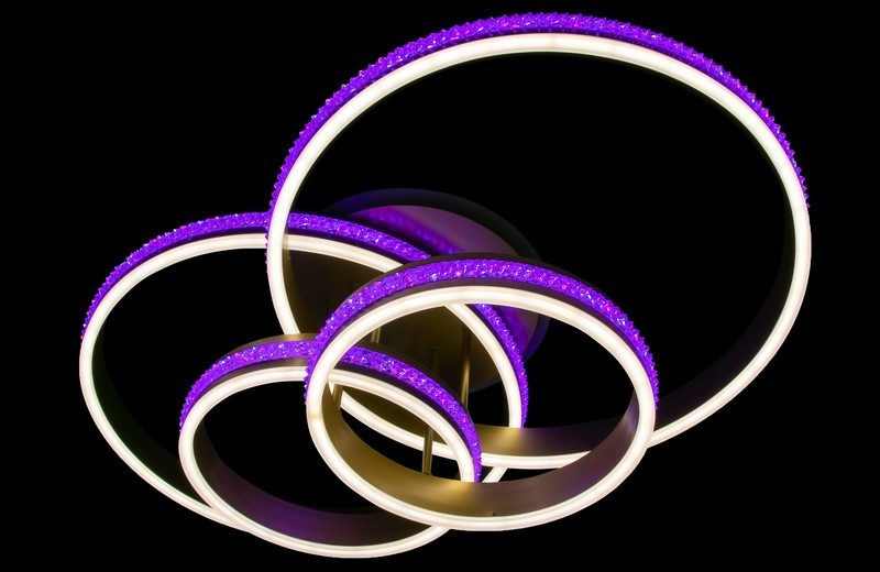 Світлодіодна яскрава сучасна люстра 55042-2-2GD LED 3color dimmer, фото 1