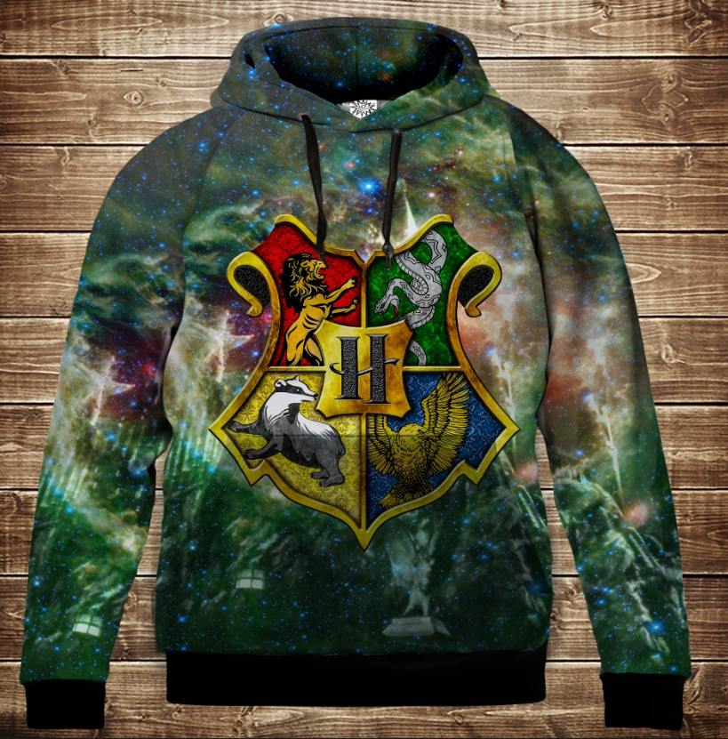 Толстівка з 3D принтом Гаррі Поттер. Факультети Хогвартса Дитячі і дорослі розміри. ВСІ Розміри, фото 1