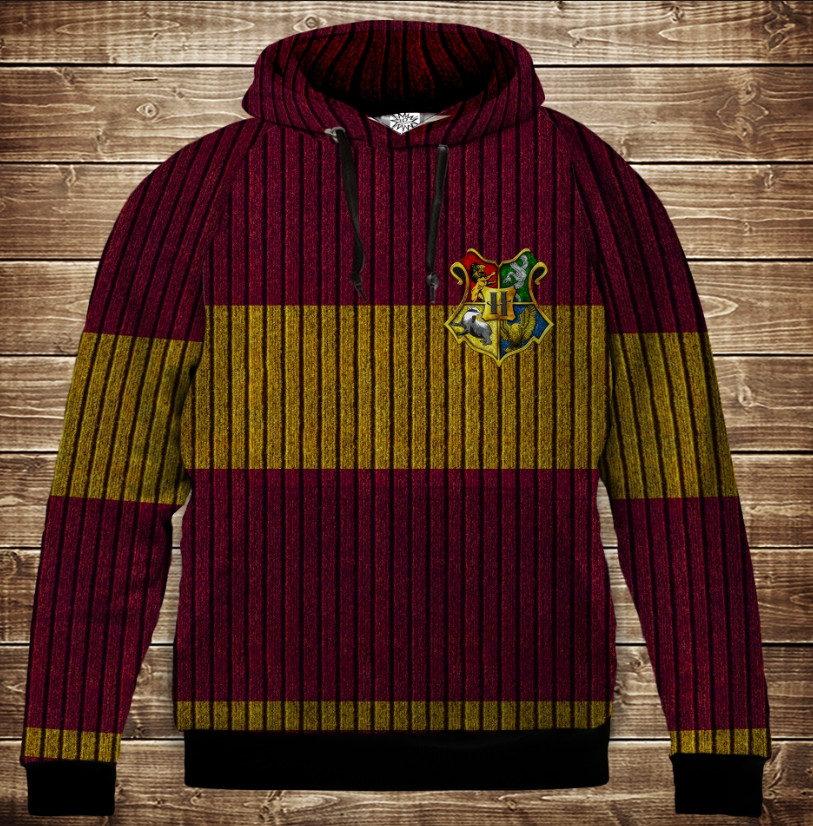 Толстівка з 3D принтом Гаррі Поттер Форма Гриффиндора Хогвартс Дитячі і дорослі розміри. ВСІ Розміри, фото 1