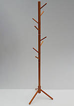 Вішалка-стійка підлогова з дерева, колір коричневий, фото 3