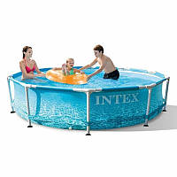 Круглый бассейн для улицы Intex 28206 с Морским принтом, металлическим каркасом, (размер 305*76 см)
