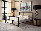 Двоспальне ліжко Аміс Tenero 160х190 (200) см металеве чорне в стилі Loft, фото 2