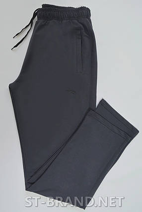 Великі розміри 3ХL-5ХL (54-58). Зручні та практичні чоловічі спортивні штани, Батали з трикотажу двунитки - темно-сірі, фото 2