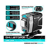 3D DEKO LL12-HV 🔹 12 ліній 360 градусів ❌ КРАСНИЙ ЛУЧ ➜до 50м 🔴 лазерний рівень нівелір + 2 БАТАРЕЇ 2000mAh, фото 5