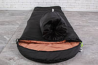 Туристический спальный мешок Черный (до -2). Спальник туристический для похода весна и осень