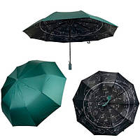 Зонт для женщин Звездное небо полуавтомат складной 10 спиц антиветер Bellissimo Зеленый (57216)