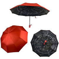 Зонт женский полуавтомат Bellissimo Звездное небо 10 спиц антиветер складной Красный (57217)