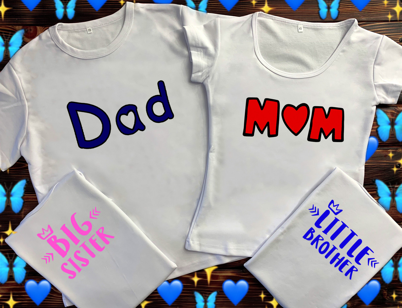 Футболки Фемілі Лук Family Look для всієї родини "Dad. Mam. Big sister. Little brother" Push IT
