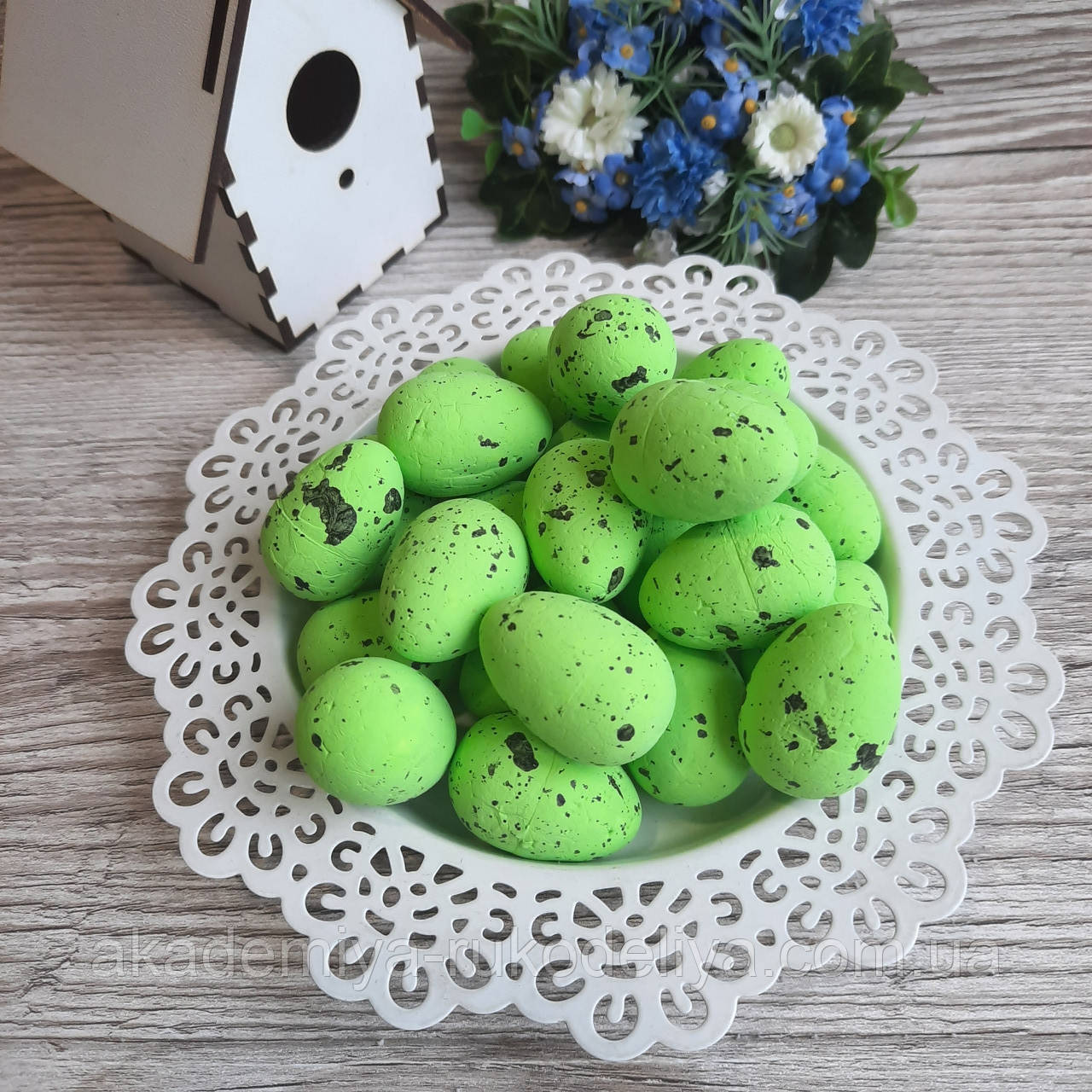 Яйця великодні яскраво зелені 3.5 см, 24 шт, фото 1