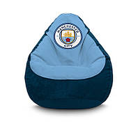 Кресло мешок iPuff "Football. Manchester City FC" Флок XL (80x110 см) Голубой/Синий