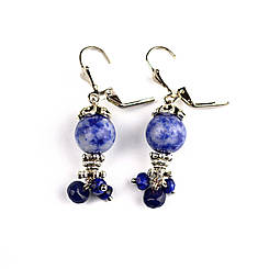 Содалить, лазурит. Сережки з натурального каменю МУДРІСТЬ.