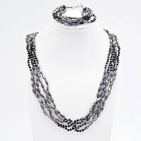 Буси та Браслет Сірий Перламутр