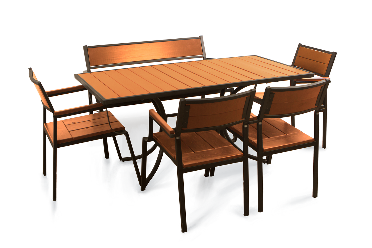 Комплект меблів для літніх кафе "Брістоль" стіл (160*80) + 2 стільця + лавка Твк