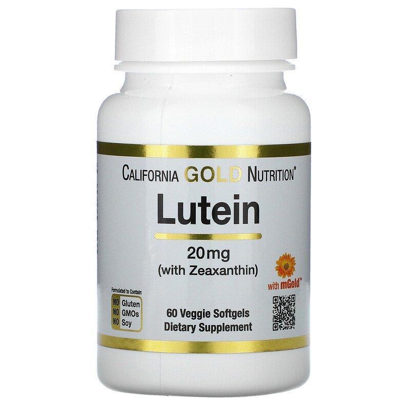 Харчова добавка California Gold Nutrition Lutein with Zeaxanthin 20 mg 60 Softgels - фото 1 - id-p1377634576