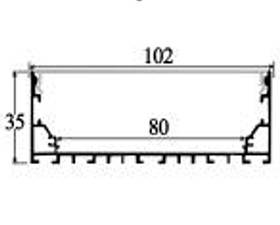 Широкий світлодіодний профіль під п'ять світлодіодні стрічки накладної 100х32 мм
