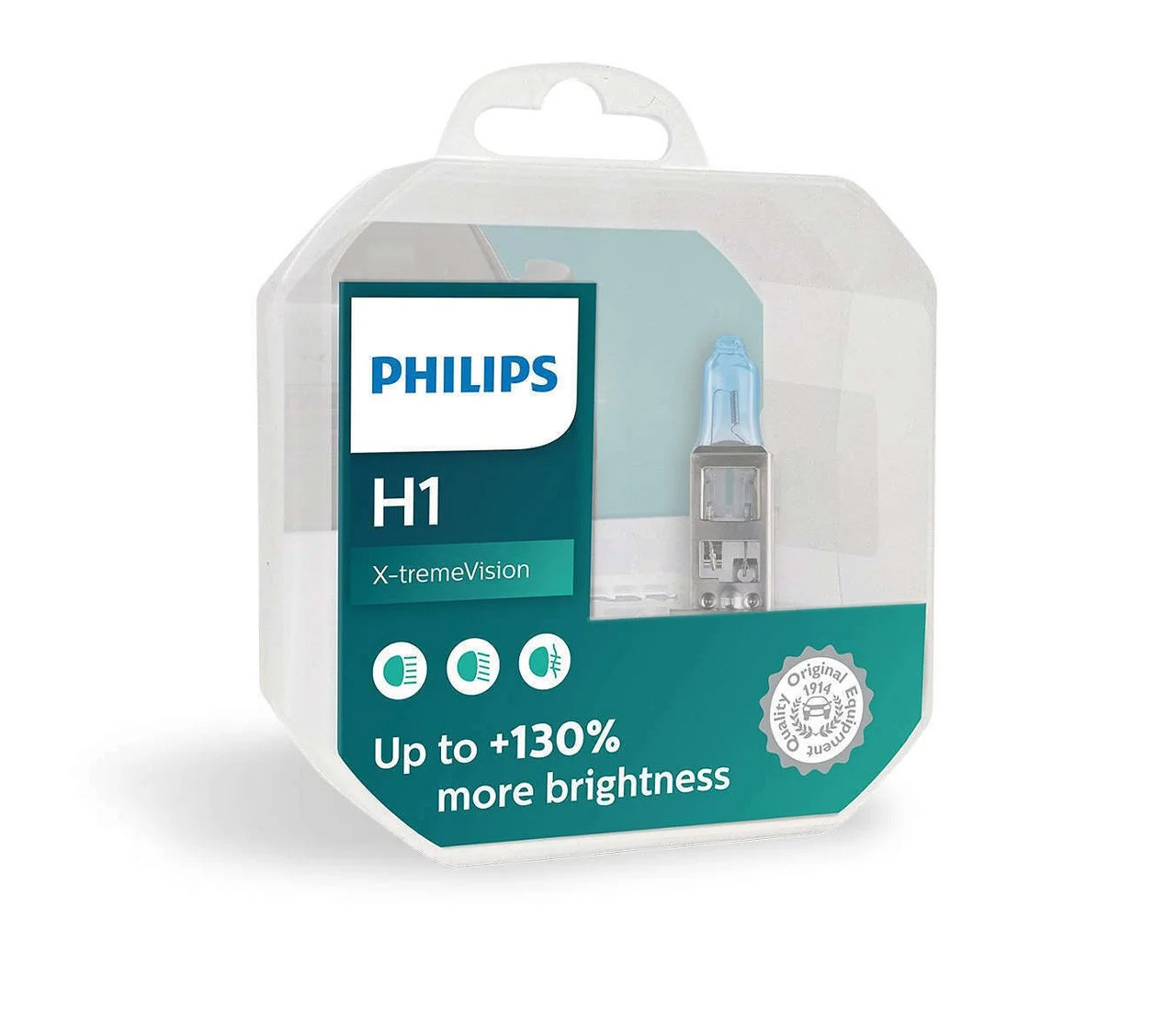 Галогенні лампи PHILIPS X-treme Vision +130% цоколь H1 12258XV+E2 ОРИГИНАЛ