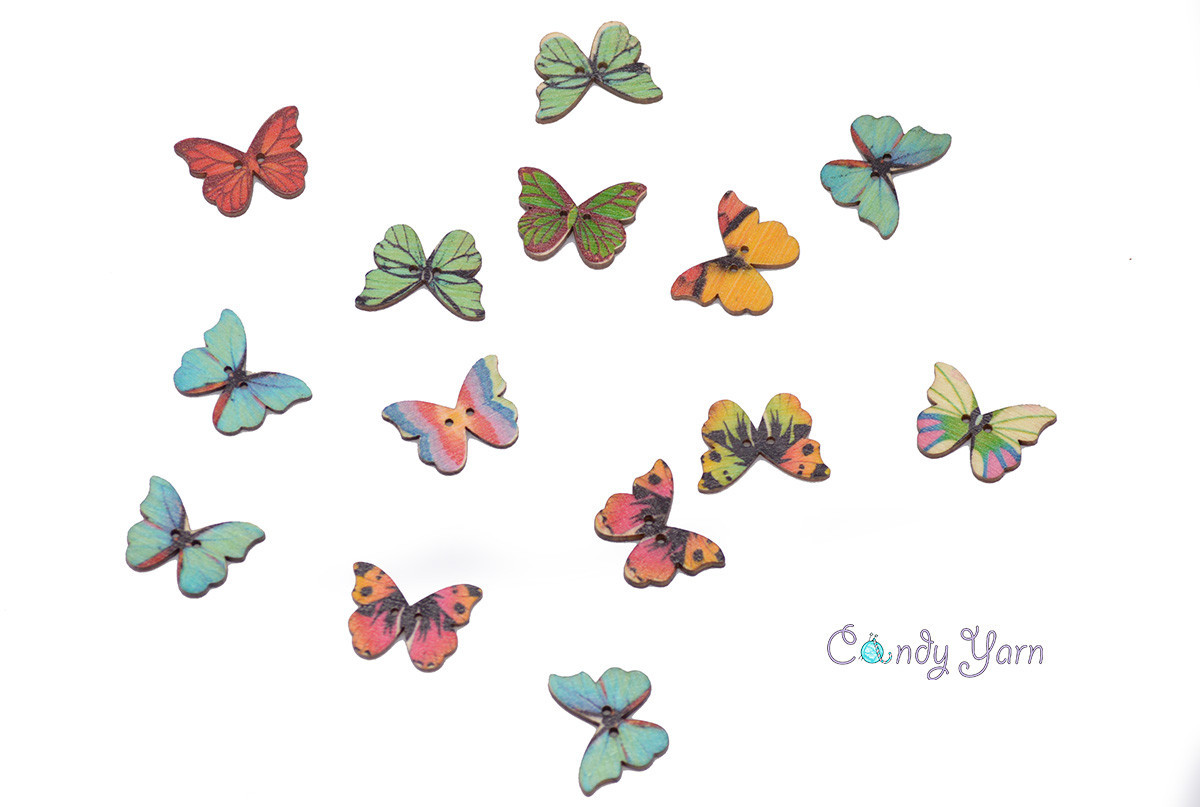 Гудзик дерев'яний "Метелик ретро", 20*27мм, асорті, фото 1