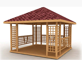 Дерев`яна квадратна альтанка 4 на 4 м, розбірна (на 16-18 осіб) "Гисен"