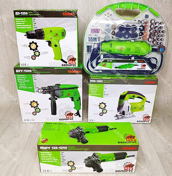 Комплект Білоруських інструментів: Гравер, Дриль, Болгарка, Лобзик електричний, Шуруповерт, фото 1