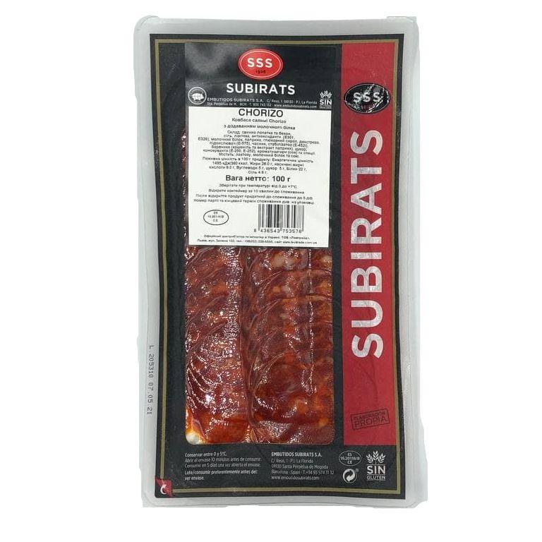 Салями нарізка Subirats Chorizo Curado, 100г, 15шт/ящ
