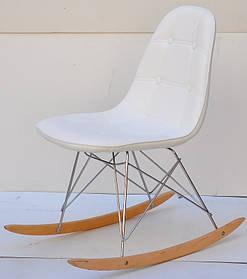 Крісло гойдалка Alex Rack білий шкірозамінник, Charles Eames Rocker Shell