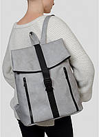 Стильный женский серый рюкзак-сумка городской, повседневный из эко-кожи, новинка 2021