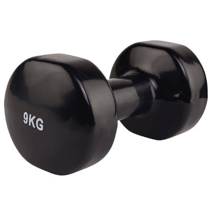 Гантель вінілова для фітнесу гантель спортивна нерозбірна фітнес гантель вініл Stein 9 кг чорна, фото 2
