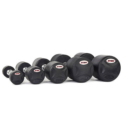 Гантель нерозбірна сталева гантель професійна гумова з хромованою ручкою Stein 7 кг, фото 3