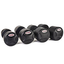 Гантель нерозбірна сталева гантель професійна гумова з хромованою ручкою Stein 20 кг, фото 4