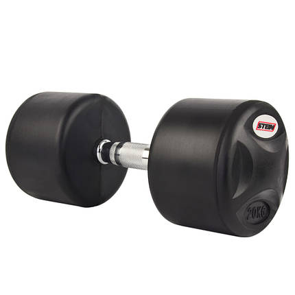 Гантель нерозбірна сталева гантель професійна гумова з хромованою ручкою Stein 20 кг, фото 2