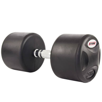 Гантель нерозбірна сталева гантель професійна гумова з хромованою ручкою Stein 26 кг, фото 2