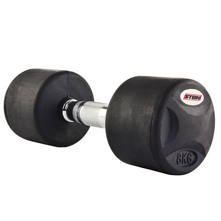 Гантель нерозбірна сталева гантель професійна гумова з хромованою ручкою Stein 8 кг, фото 2