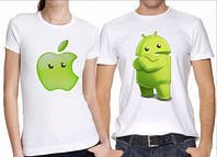 Парные футболки с принтом "Android и Apple" Push IT