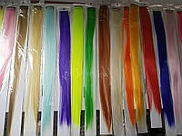 Цветные искусственные пряди волос на заколке однотонные 1 шт
