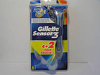 Станок мужской одноразовый Gillette Sensor 3 6 шт. (Жиллетт Сенсор 3)