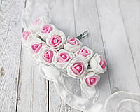 Декоративные розы из фоамирана бело-розовые. 12 шт