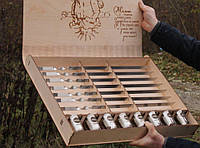 Набор шампура 8шт железные ручки и рюмочки 8шт с гравировкой в коробке