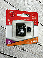 Карта памяти Micro SD 4Gb T&G Class 4 с ад.