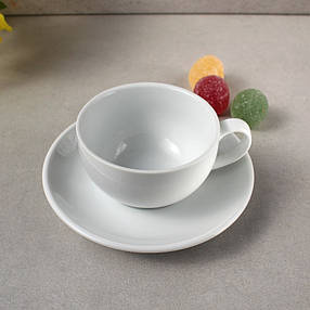 Набір для капучино: чашка 160 мл + блюдце, білий фарфор, фото 2