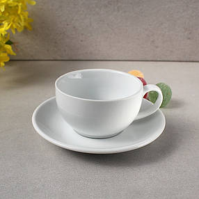 Набір для капучино: чашка 160 мл + блюдце, білий фарфор, фото 3