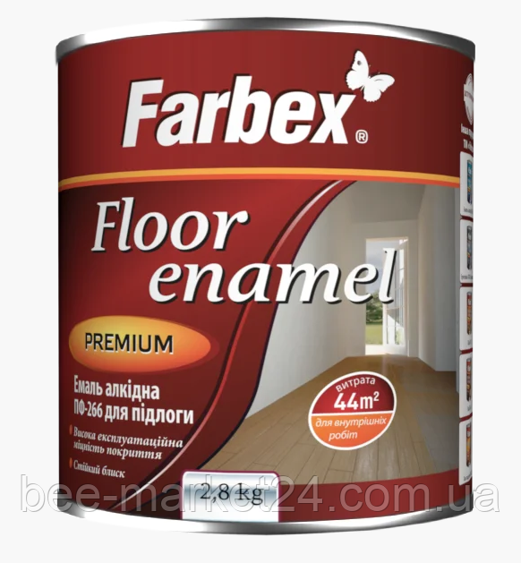 Емаль алкідна Farbex ПФ-266 для підлоги Жовто-Коричнева 2.8кг