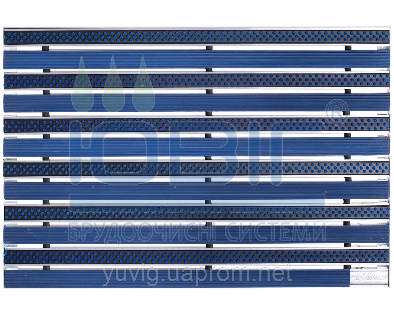 Придверная решетка Лен 60х40 см резина+щетка синяя - фото 1 - id-p34763947