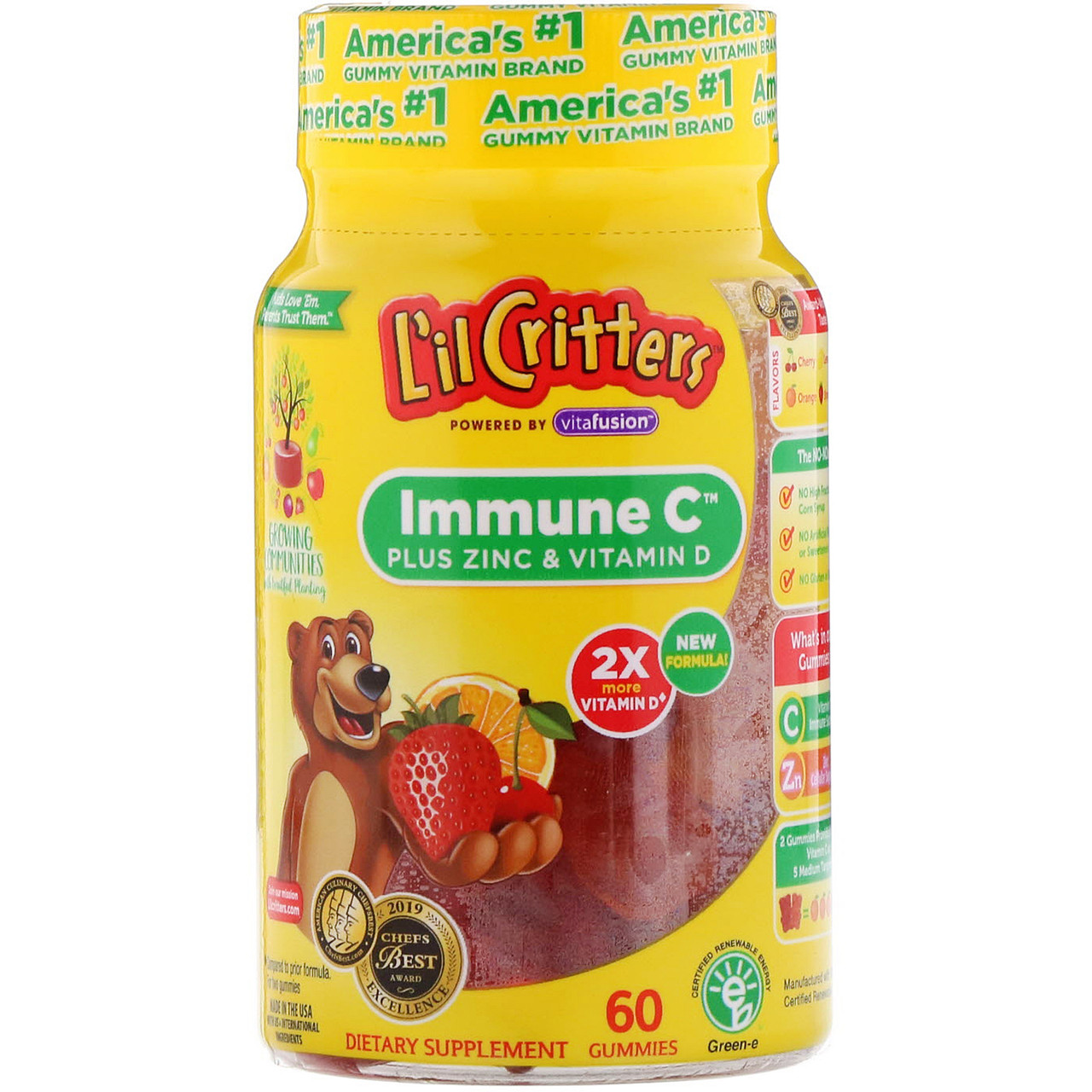 Ехінацея для дітей з вітаміном С і цинком, 60 жувальних таблеток L'il Critters