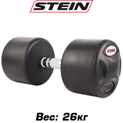 Гантель нерозбірна сталева гантель професійна гумова з хромованою ручкою Stein 26 кг, фото 1