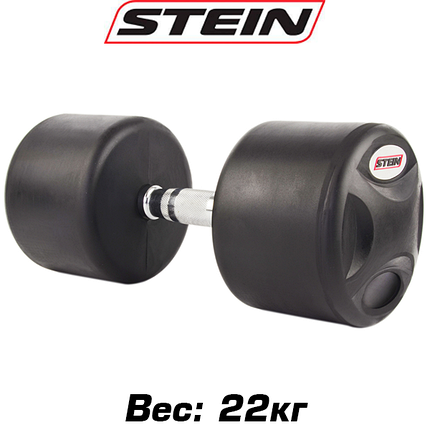 Гантель нерозбірна сталева гантель професійна гумова з хромованою ручкою Stein 22 кг, фото 1