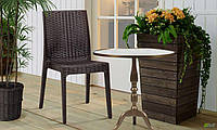 Садовый стул Selen пластик под ротанг эспрессо для дачи летнего кафе на террасу в доме