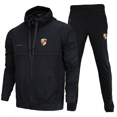 Спортивний костюм весна-осінь чорний PORSHE з капюшоном К-103 BLK XL(Р) 21-659-013