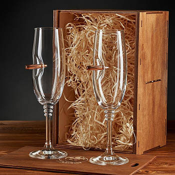 Набір 2-х келихів для шампанського з кулею 7.62 мм