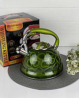 Чайник со свистком 3л из нержавеющей стали Edenberg EB-1910 Чайник для индукционной плиты Зелёный